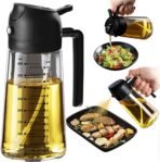 TrendPlain 16oz/470ml Glass Olive Oil Sprayer for Cooking – 2 in 1 Olive Oil Dispenser Bottle
