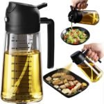 TrendPlain 16oz/470ml Glass Olive Oil Sprayer for Cooking – 2 in 1 Olive Oil Dispenser Bottle